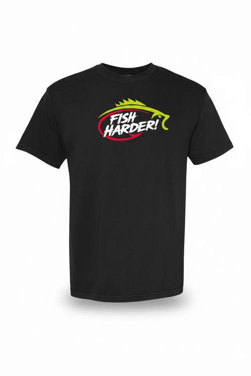 Fish Harder Black Cotton Tee